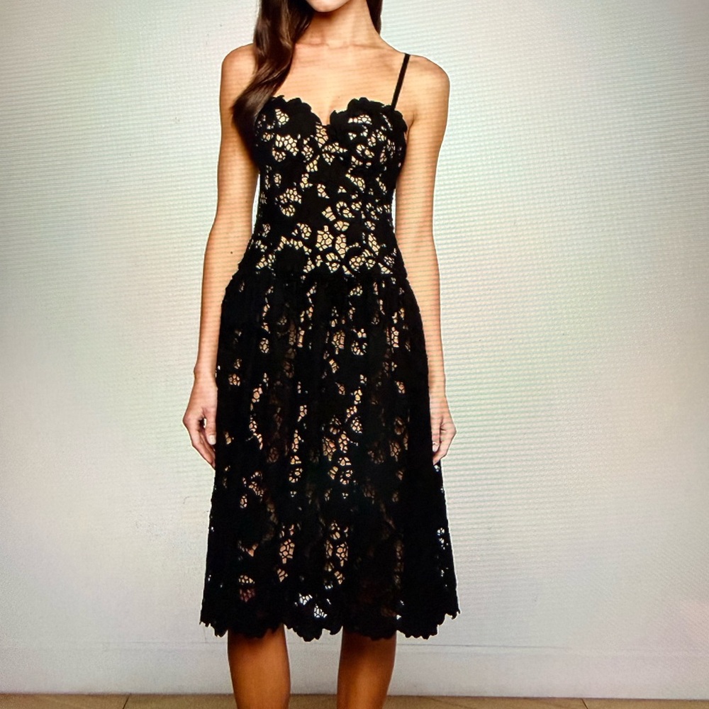 White House Black Market Strapless Black Lace Dress